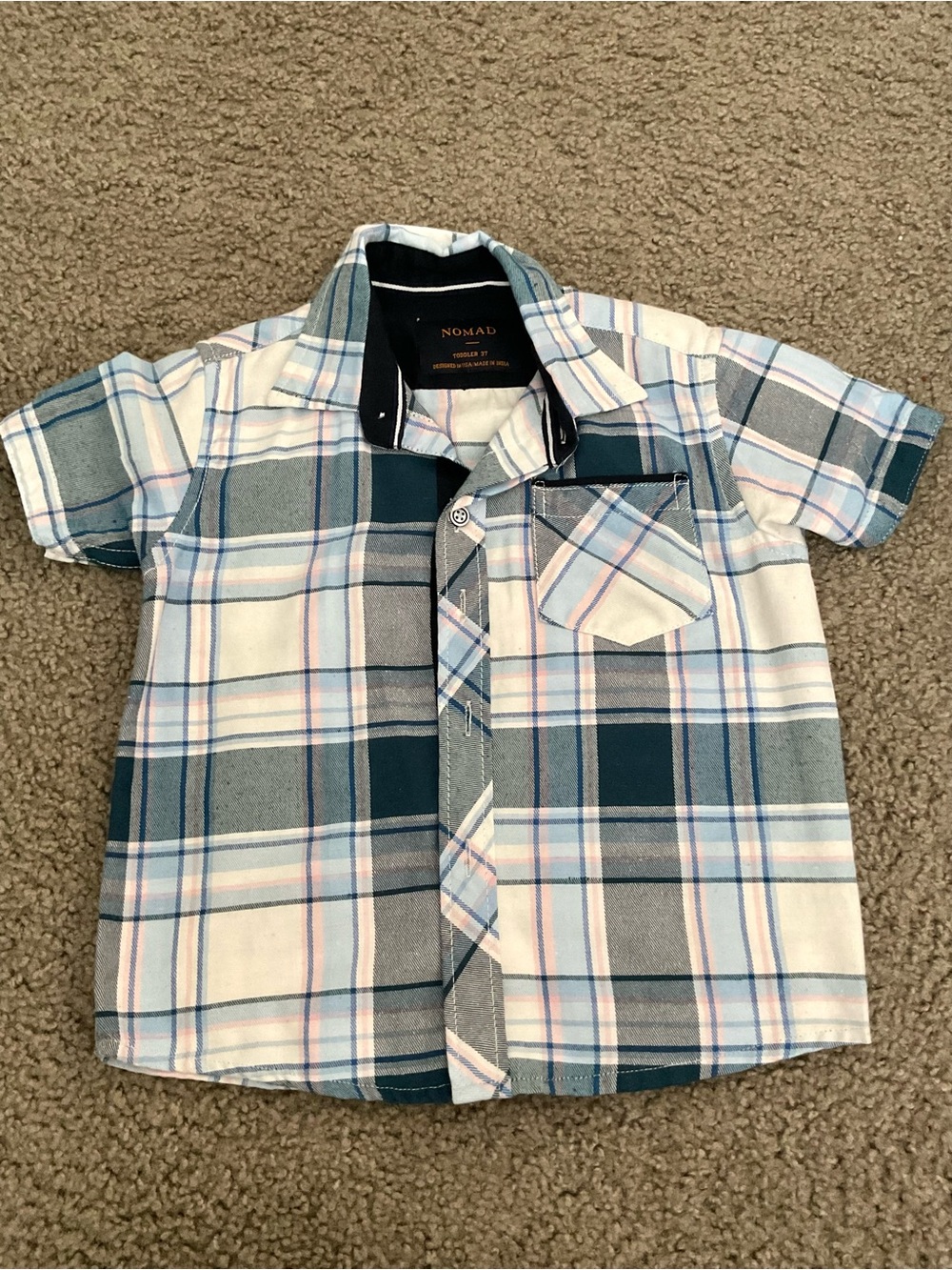 Nomad Plaid Short-Sleeve Button-Up in Blue, White & Gray